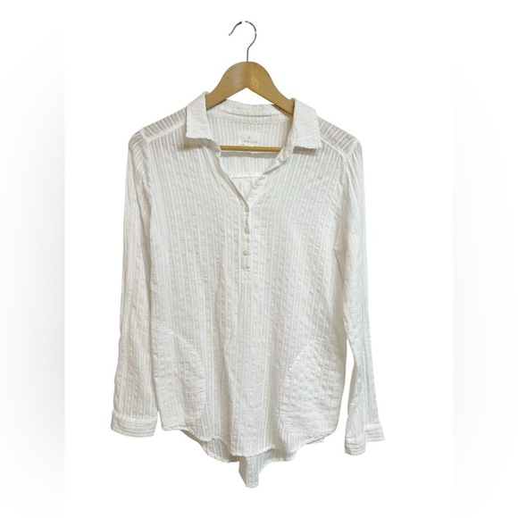 Caslon Relaxed Cotton Gauze Button-Up Shirt White Size Small - Picture 3 of 8